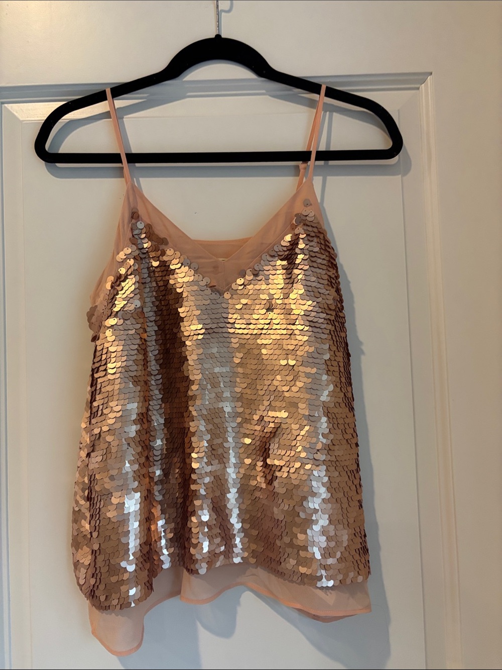 Moulinette Soeurs Rose Gold Sequin Camisole, Size 2